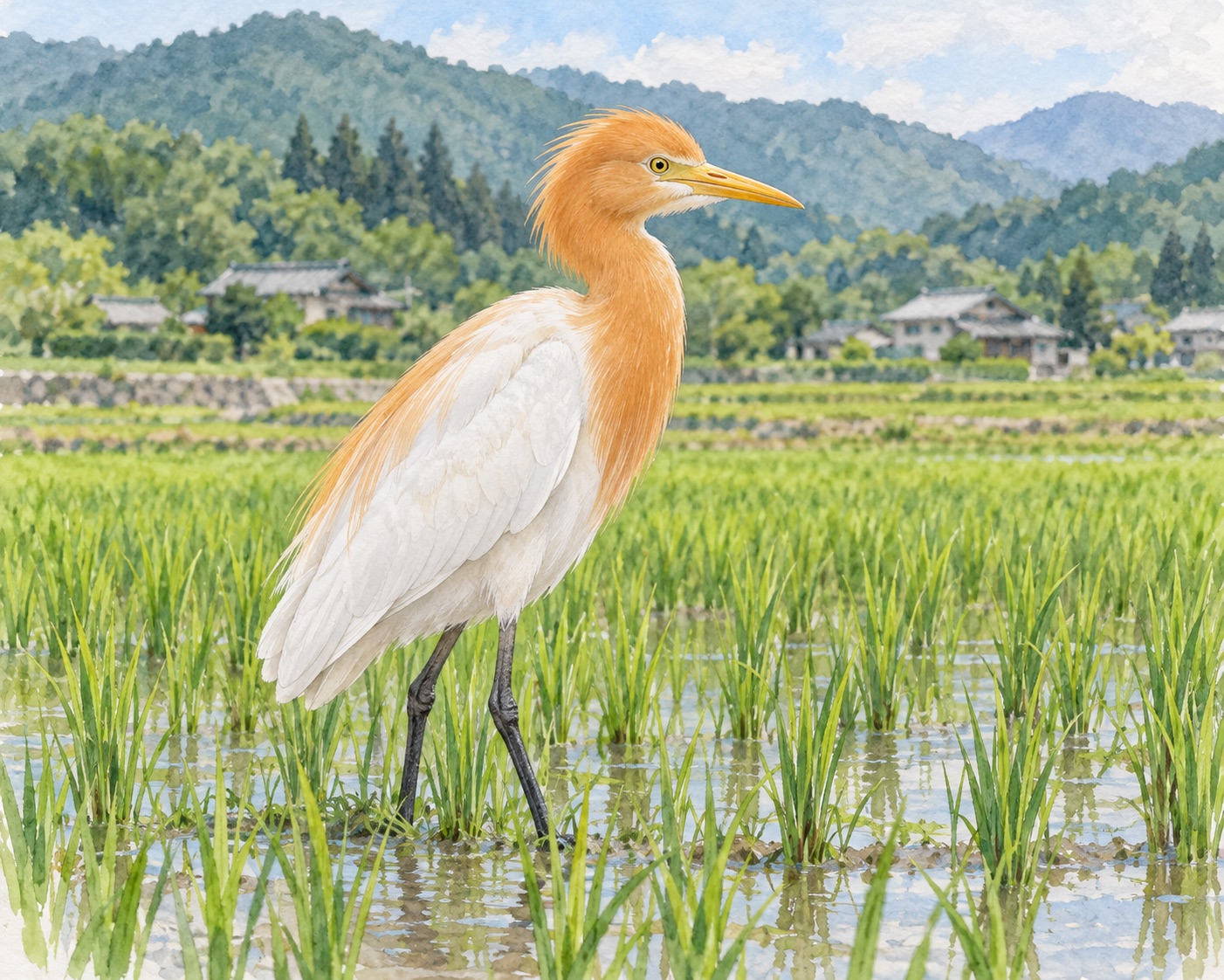 アマサギのイラスト