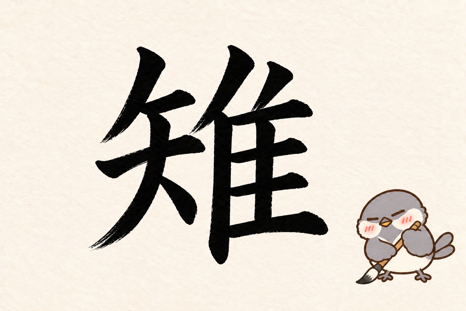 第3問の筆字:雉。オチュンが筆で書いています。