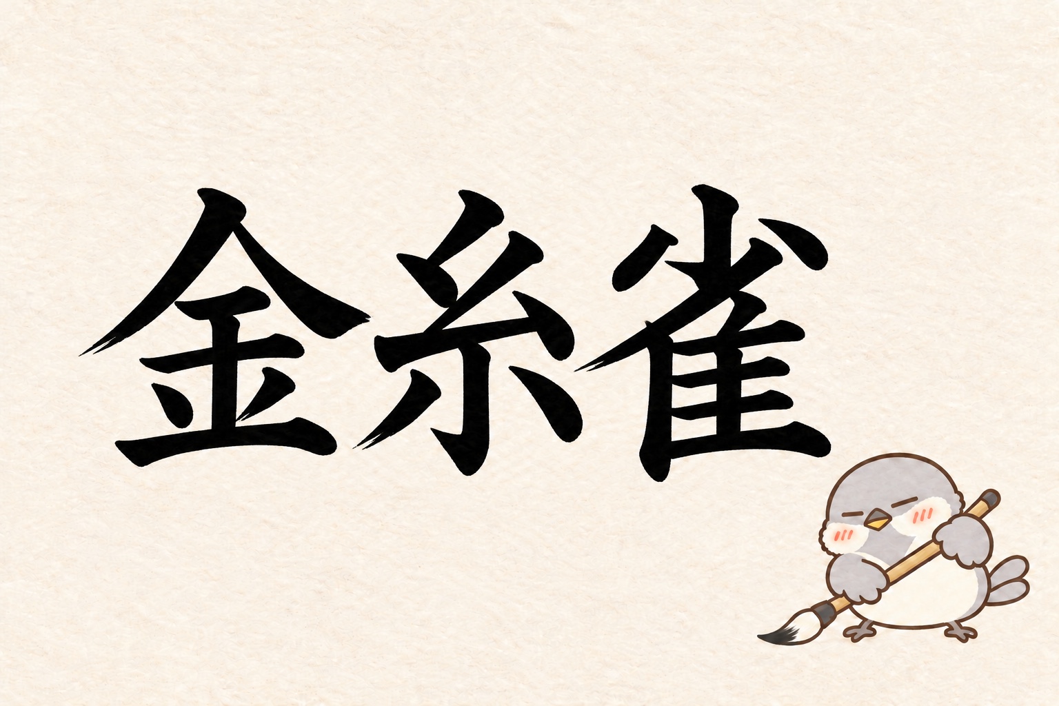 第10問の筆字:金糸雀。オチュンが筆で書いています。
